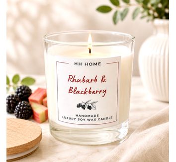 Rhubarb &amp; Blackberry Luxury Handmade Soy Wax Candle