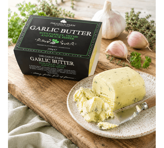 The Garlic Farm Garlic Butter with Parsley, Thyme and Black Pepper (200g)