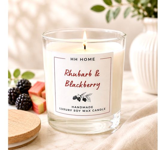 Rhubarb &amp; Blackberry Luxury Handmade Soy Wax Candle
