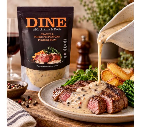 Atkins &amp; Potts DINE Brandy &amp; Three Peppercorn Sauce