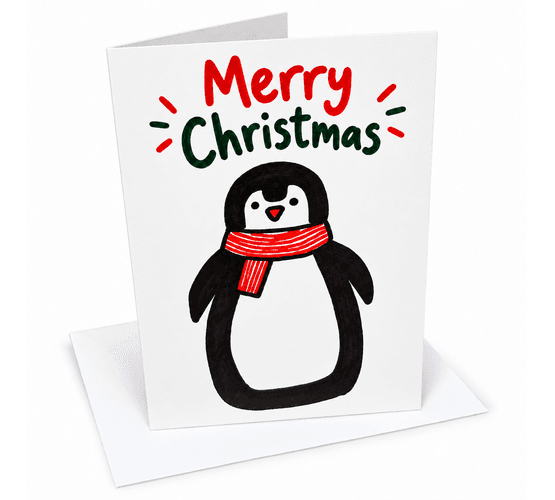 Merry Christmas Penguin Charity Card